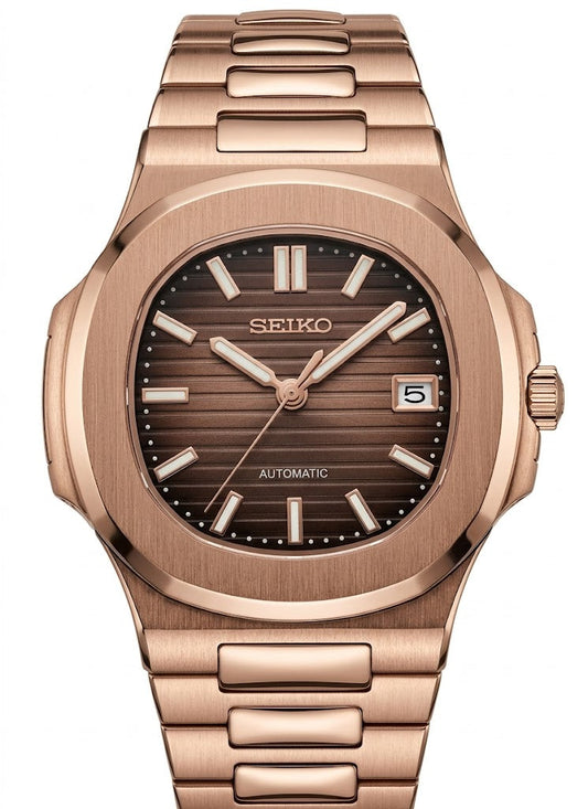 Nautic Mod "Rose Gold Chocolate" - Reloj personalizado con movimiento automático NH35 y cristal de zafiro | XP Watch Co.