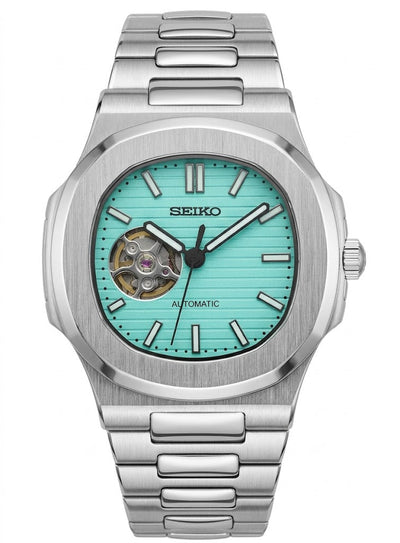 Nautic "Open Heart" Tiffany Blue - Reloj personalizado con movimiento automático NH35 y cristal de zafiro | XP Watch Co.