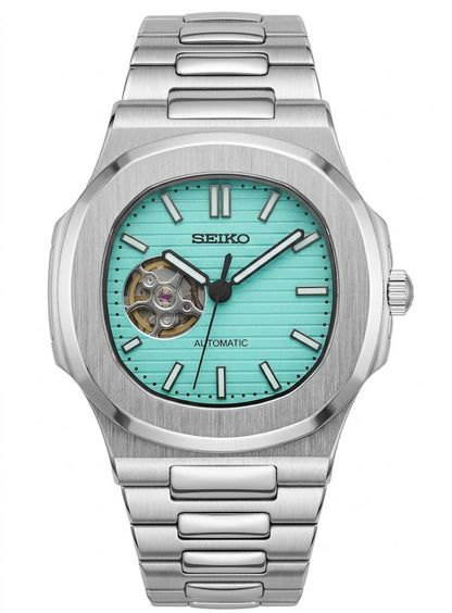 Nautic "Open Heart" Tiffany Blue - Reloj personalizado con movimiento automático NH35 y cristal de zafiro | XP Watch Co.