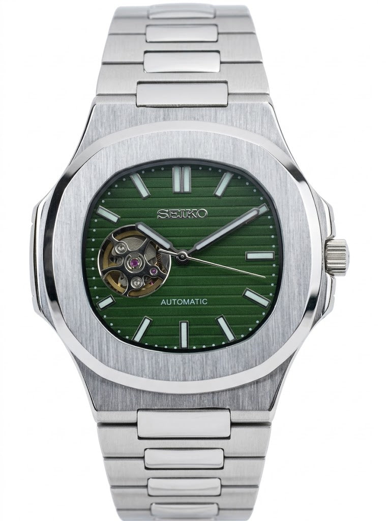 Nautic "Open Heart" Green - Reloj personalizado con movimiento automático NH35 y cristal de zafiro | XP Watch Co.