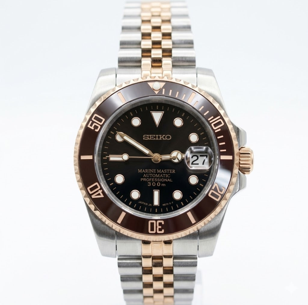 Sub-Diver "Two Tone Black Diver" acero 316L cristal zafiro movimiento NH35 automático XP Watch Co.