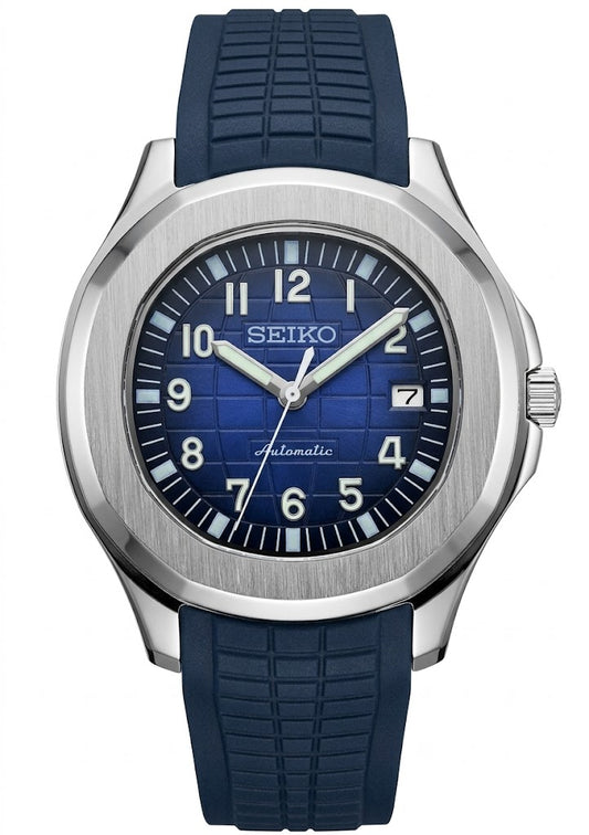 XP XP Mod Aqua-Tropic Mod "Navy" con movimiento NH35 automático, cristal zafiro y correa azul de silicona | XP Watch Co.