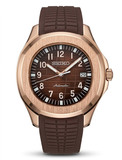 Aqua-Tropic Mod "Rose Gold Brown" - Reloj personalizado con movimiento automático NH35 y cristal de zafiro | XP Watch Co.