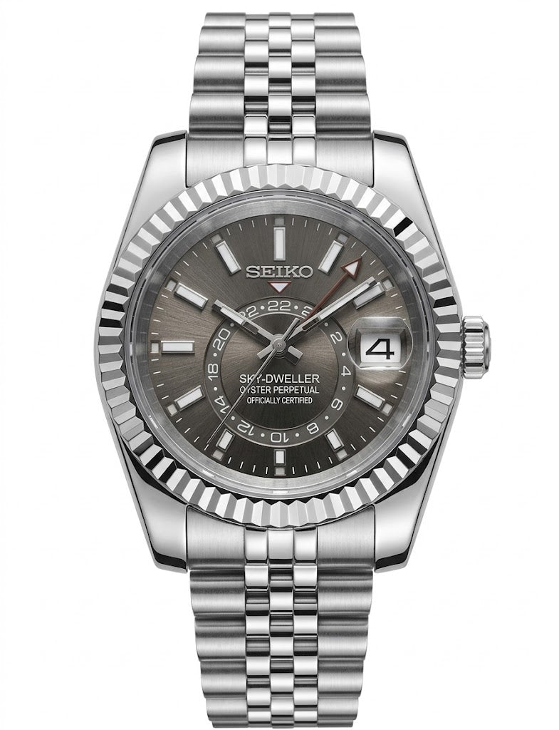 Sky-Dweller "Silver Dial" acero 316L cristal zafiro movimiento NH70 automático | XP Watch Co.