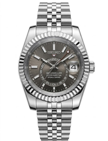 Sky-Dweller "Silver Dial" acero 316L cristal zafiro movimiento NH70 automático | XP Watch Co.