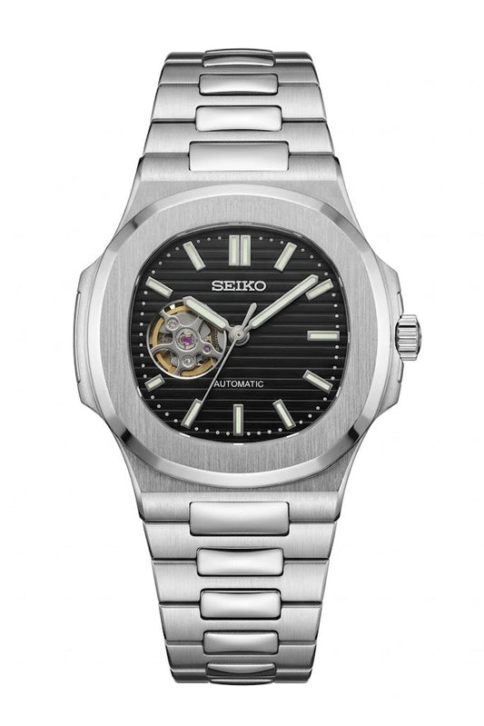 Reloj Automático XP Mod XP Mod Nautic "Open Heart" Black con movimiento NH70, acero 316L y cristal zafiro | XP Watch Co.