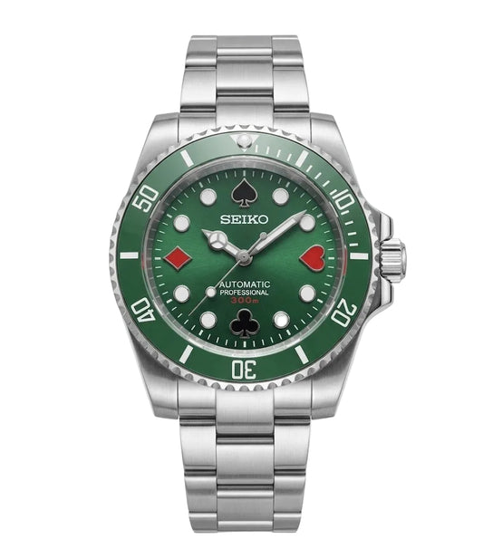 XP Mod Sub-Diver "Card Master Green" - NH70 automático acero 316L cristal zafiro | XP Watch Co.
