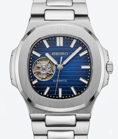 Nautic "Open Heart" Dark Blue - Reloj personalizado con movimiento automático NH35 y acero inoxidable 316L | XP Watch Co.
