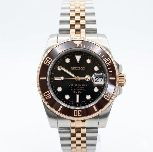 XP Mod Sub-Diver "Two Tone Black Diver" con movimiento NH35, cristal zafiro y acero 316L | XP Watch Co.